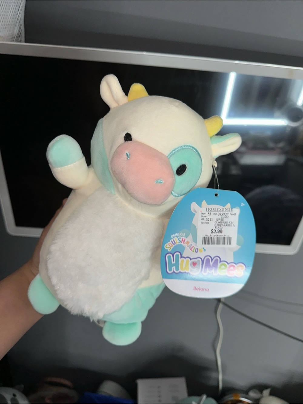 Squishmallow 10" Belana Fuzzy Cow NWT Hugmee Hug Mee Kellytoy HTF 2022 Easter